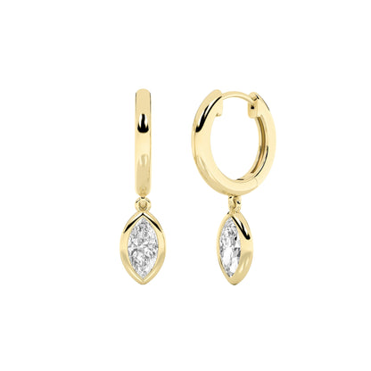 0.6CTW Marquise Lab-Grown Diamond Bezel Dangle Earrings 2 Stones
