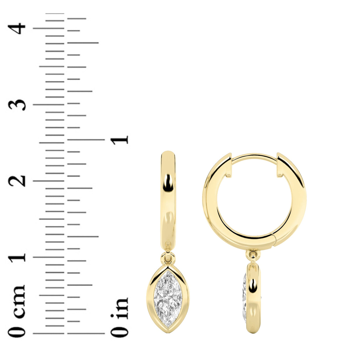 0.6CTW Marquise Lab-Grown Diamond Bezel Dangle Earrings 2 Stones