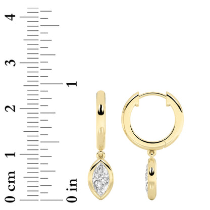 0.6CTW Marquise Lab-Grown Diamond Bezel Dangle Earrings 2 Stones