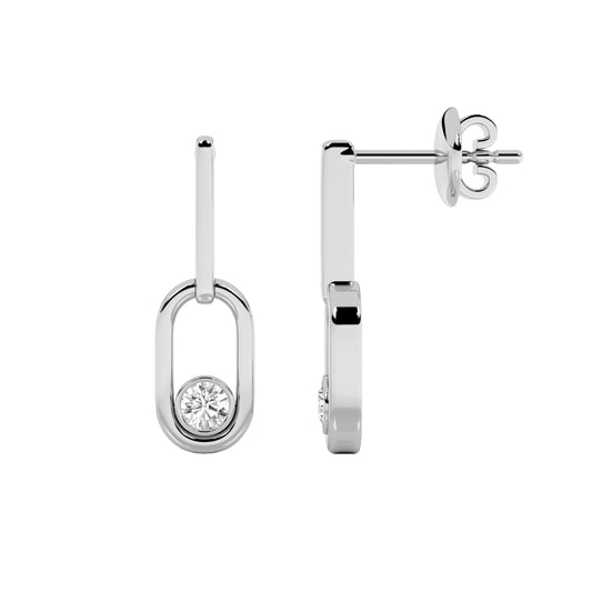 0.5CTW Round Lab-Grown Diamond Bezel Set Paperclip Dangle Earrings 2 Stones