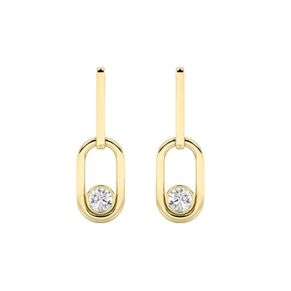 0.5CTW Round Lab-Grown Diamond Bezel Set Paperclip Dangle Earrings 2 Stones