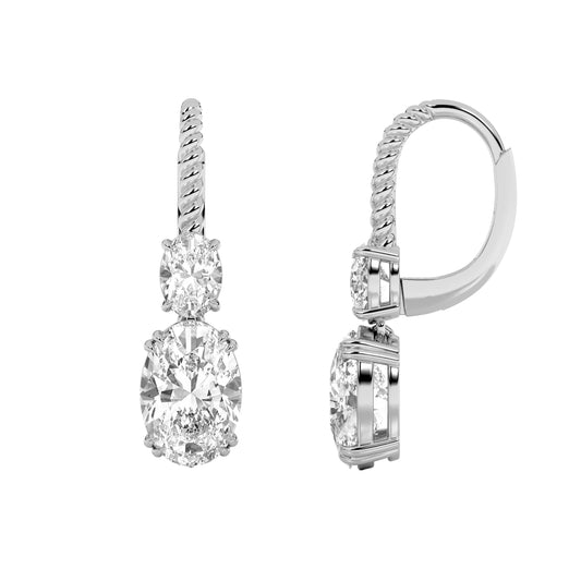 4CTW Oval Lab-Grown Diamond Dangle Earrings 4 Stones