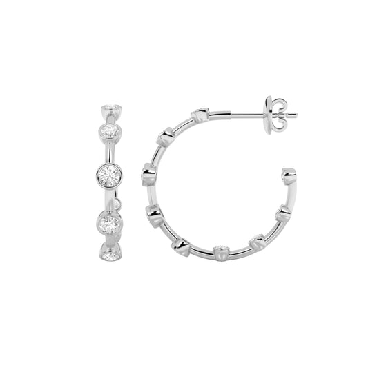 2CTW Round Lab-Grown Diamond Bezel Set Bubble Earrings 18 Stones
