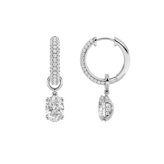 4CTW Oval Lab-Grown Diamond Dangle Earrings 114 Stones