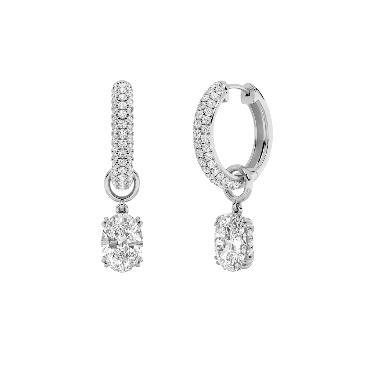 4CTW Oval Lab-Grown Diamond Dangle Earrings 114 Stones