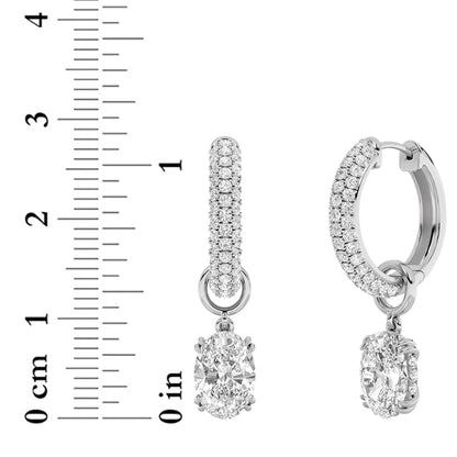 4CTW Oval Lab-Grown Diamond Dangle Earrings 114 Stones