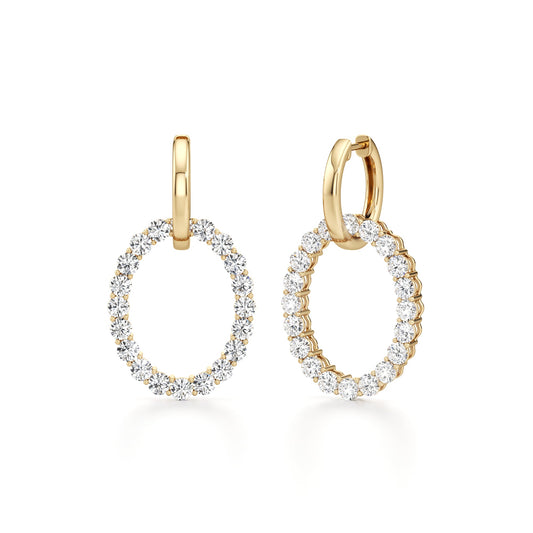 4CTW Round Lab-Grown Diamond Dangle Pendant and Hoop Earrings 40 Stones