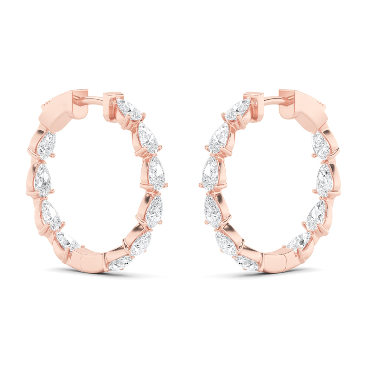 4CTW Pear Lab-Grown Diamond Prong Inside Out Hoop Earrings 20 Stones