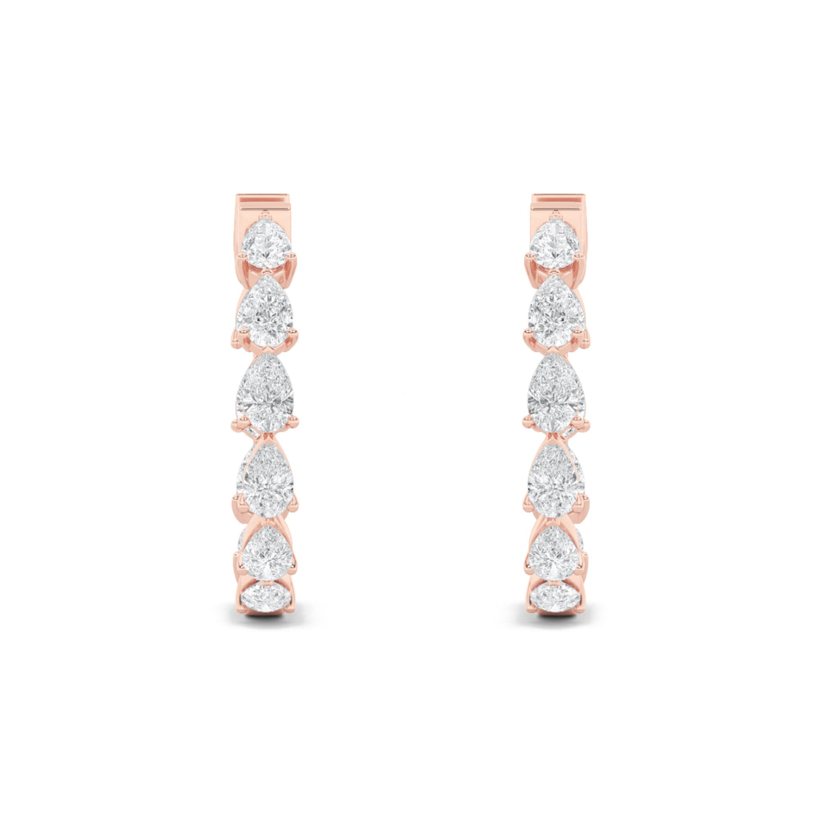 4CTW Pear Lab-Grown Diamond Prong Inside Out Hoop Earrings 20 Stones