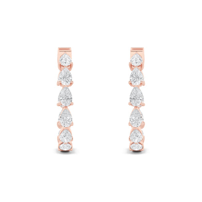 4CTW Pear Lab-Grown Diamond Prong Inside Out Hoop Earrings 20 Stones