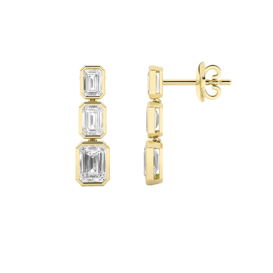 5CTW Emerald Lab-Grown Diamond Bezel Earrings 6 Stones