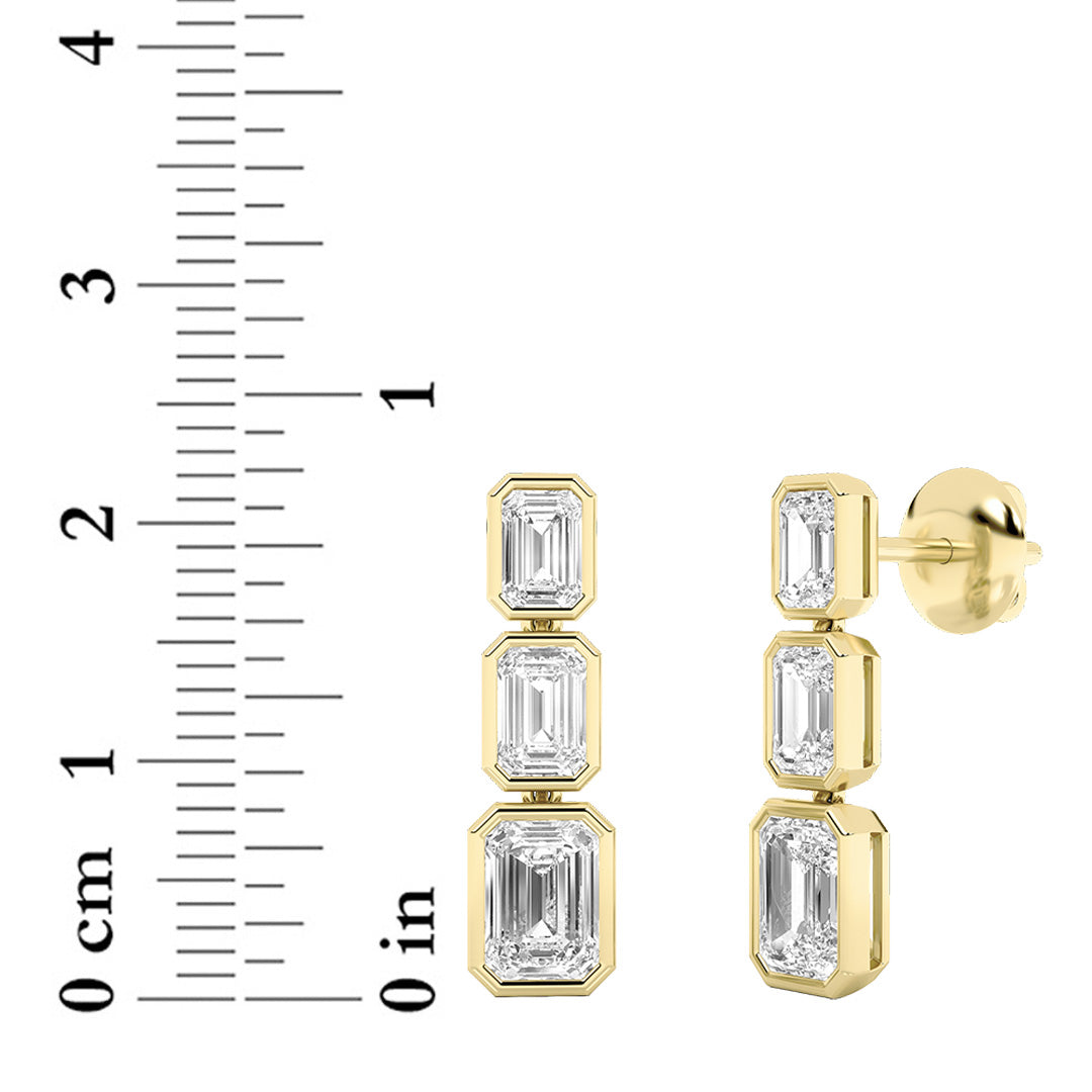 5CTW Emerald Lab-Grown Diamond Bezel Earrings 6 Stones