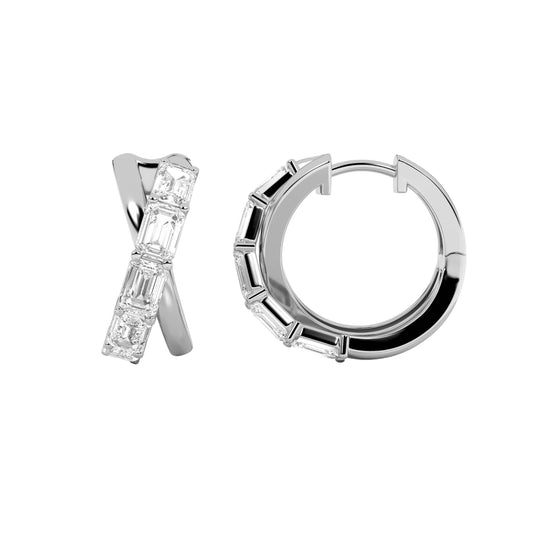 3CTW Emerald Lab-Grown Diamond Huggie Earrings 10 Stones