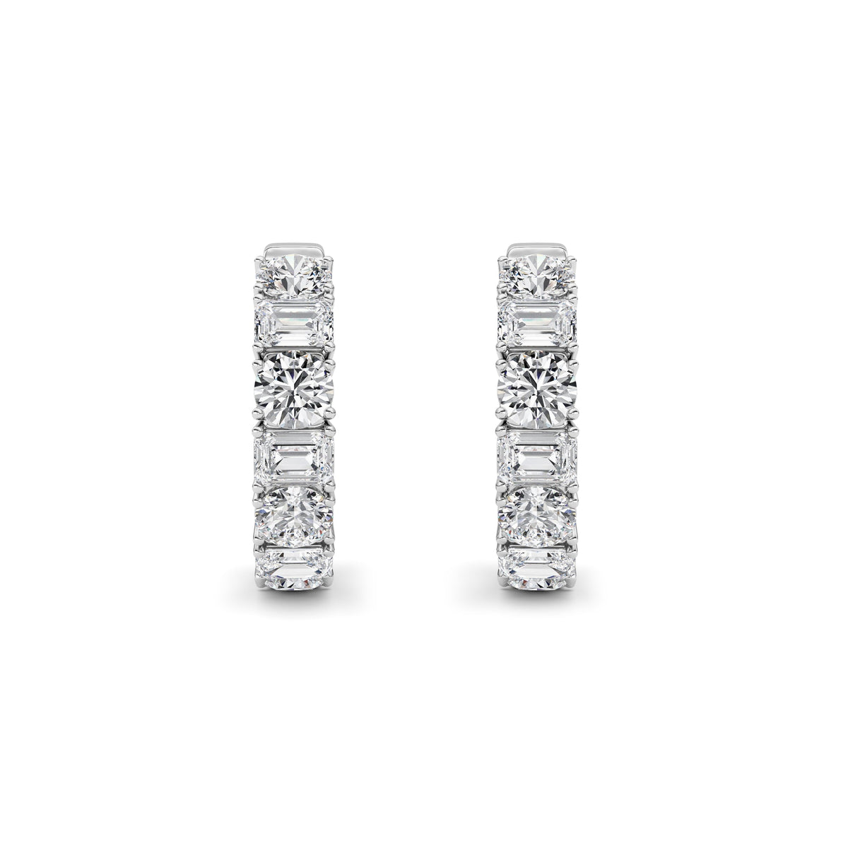 5CTW Emerald Lab-Grown Diamond Prong Inside Out Hoop Earrings 20 Stones 4.3mm Width
