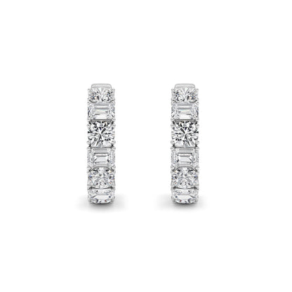 5CTW Emerald Lab-Grown Diamond Prong Inside Out Hoop Earrings 20 Stones 4.3mm Width