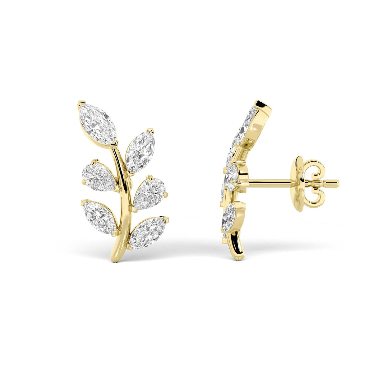 2CTW Marquise Lab-Grown Diamond Leaf Motif Fashion Earrings 12 Stones