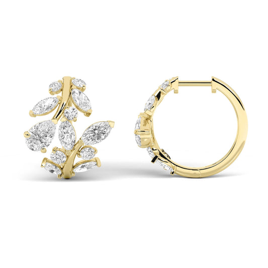 3CTW Pear Lab-Grown Diamond Leaf Motif Fashion Earrings 24 Stones