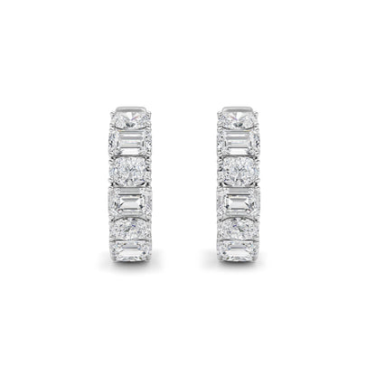 5CTW Emerald Lab-Grown Diamond Prong Inside Out Hoop Earrings 20 Stones 4.7mm Width