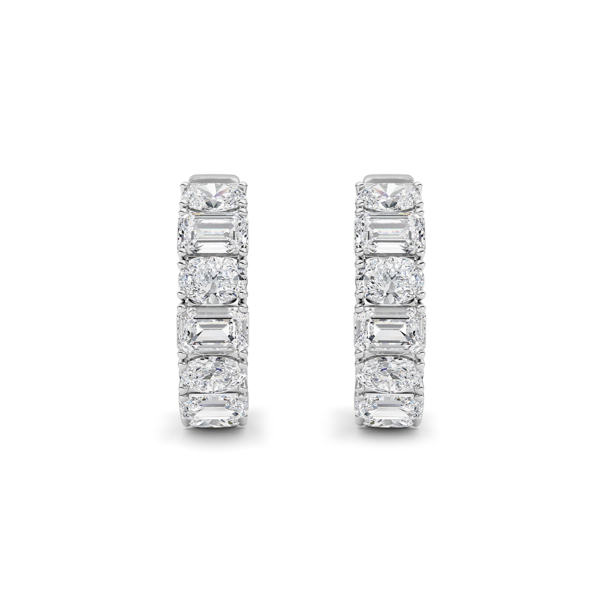 5CTW Emerald Lab-Grown Diamond Prong Inside Out Hoop Earrings 20 Stones 4.7mm Width