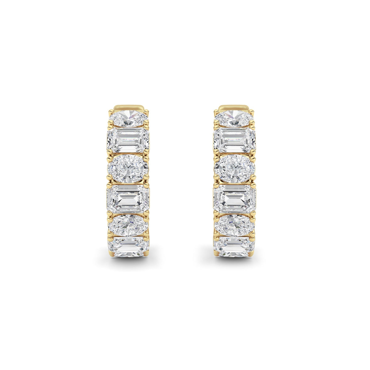5CTW Emerald Lab-Grown Diamond Prong Inside Out Hoop Earrings 20 Stones 4.7mm Width