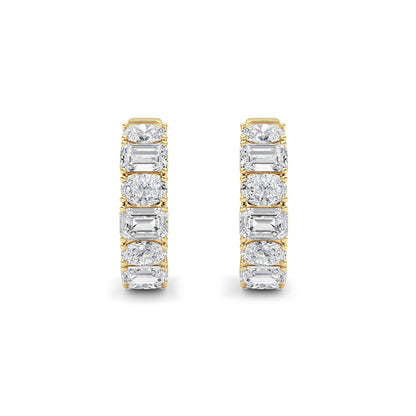 5CTW Emerald Lab-Grown Diamond Prong Inside Out Hoop Earrings 20 Stones 4.7mm Width