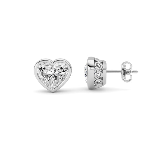 6CTW Heart Lab-Grown Diamond Bezel Stud Earrings 2 Stones