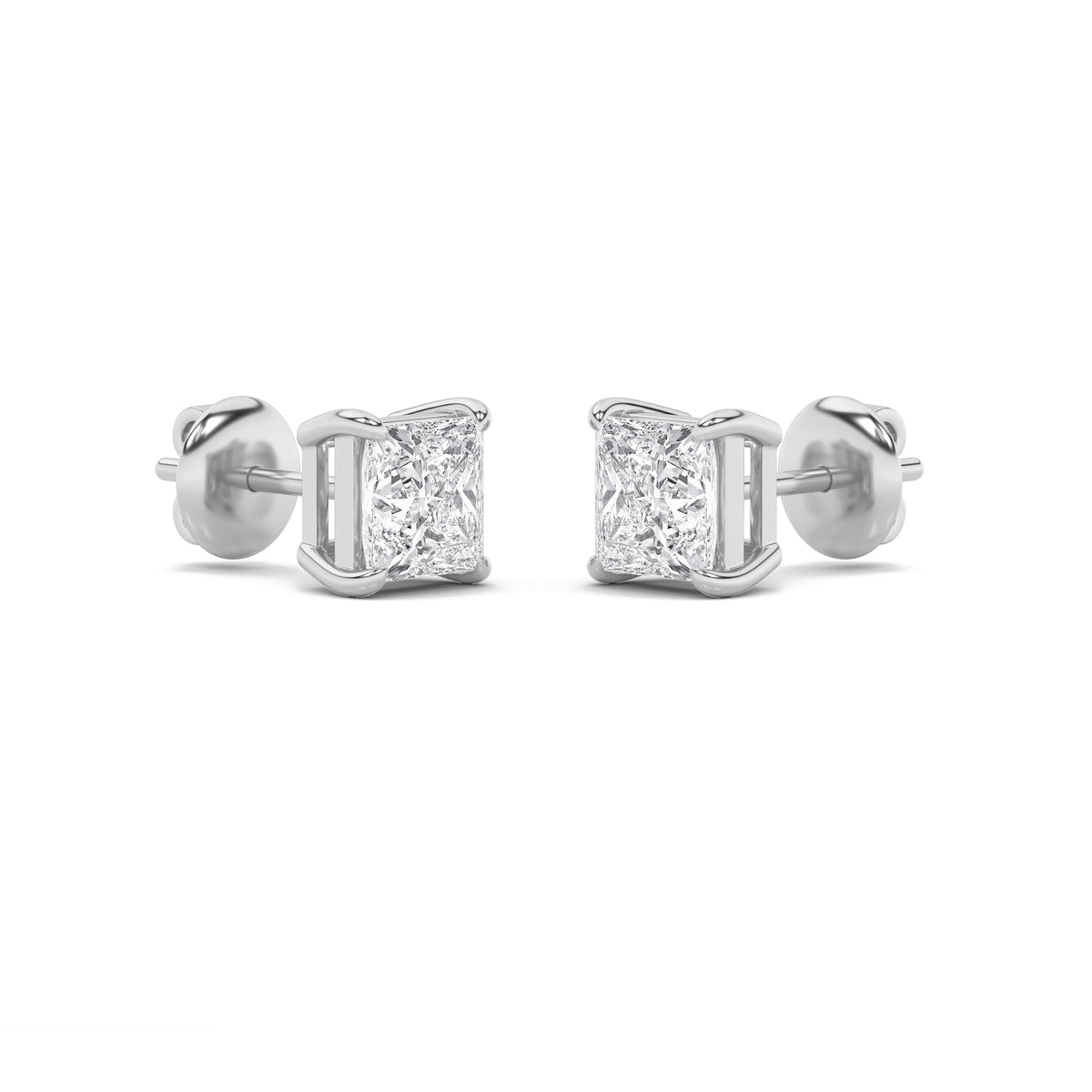 2CTW Princess Lab-Grown Diamond Stud Earrings 2 Stones