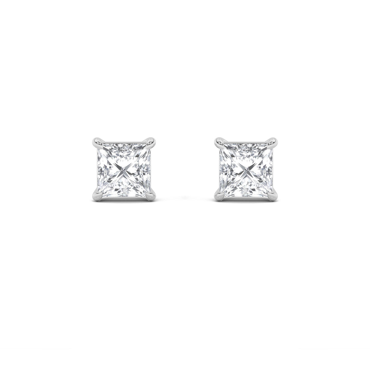 2CTW Princess Lab-Grown Diamond Stud Earrings 2 Stones