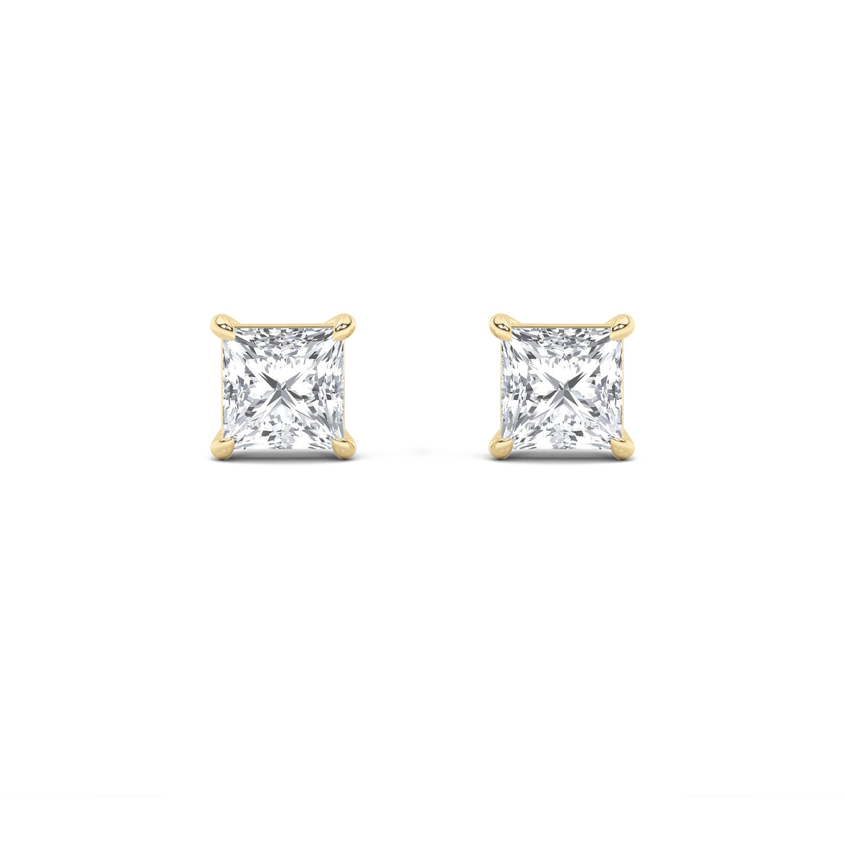 2CTW Princess Lab-Grown Diamond Stud Earrings 2 Stones