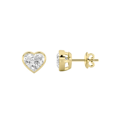 2CTW Heart Lab-Grown Diamond Bezel Set Stud Earrings 2 Stones