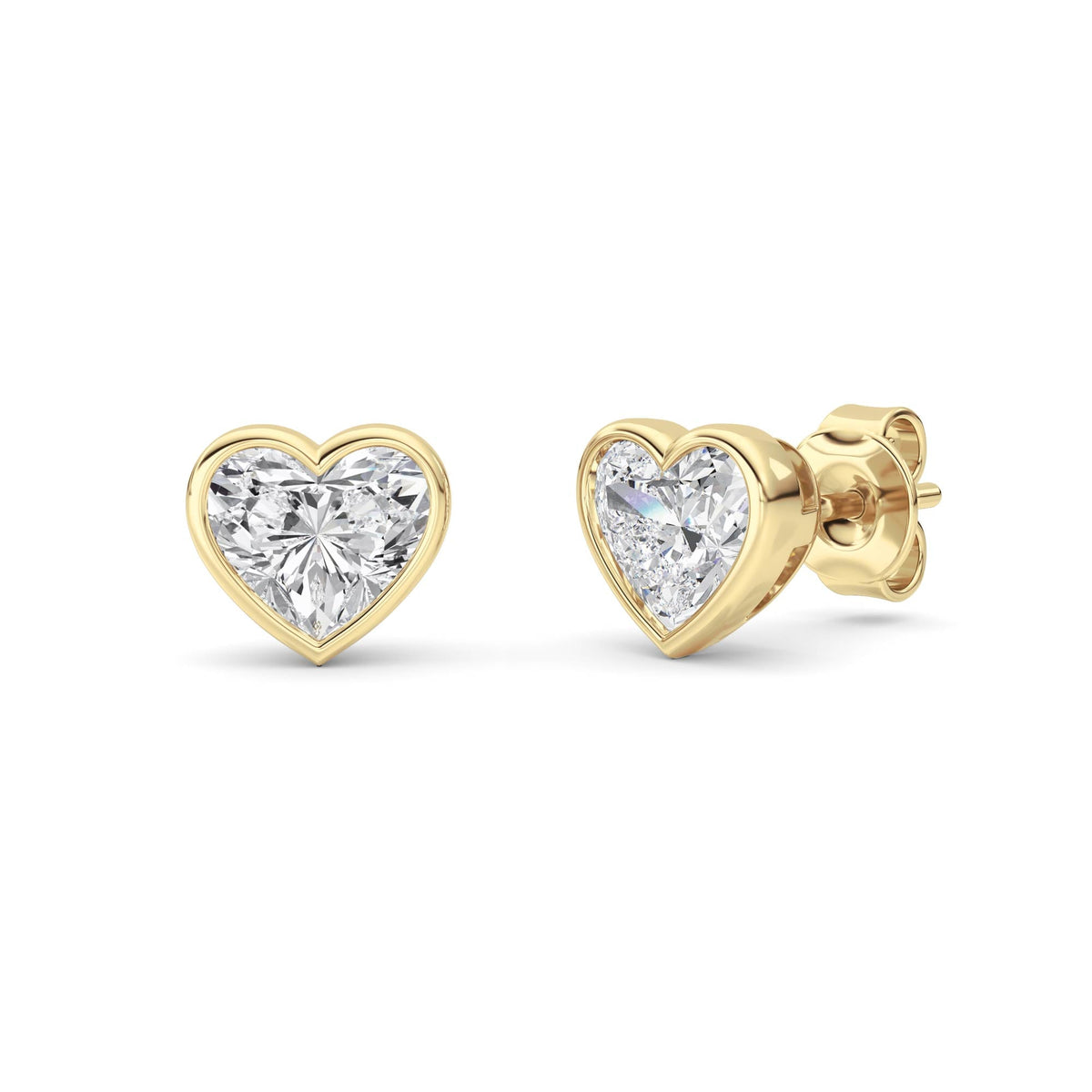 2CTW Heart Lab-Grown Diamond Bezel Set Stud Earrings 2 Stones
