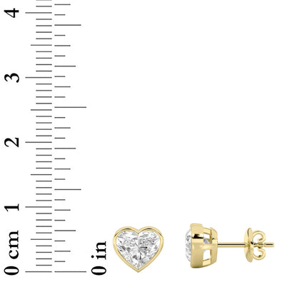 2CTW Heart Lab-Grown Diamond Bezel Set Stud Earrings 2 Stones