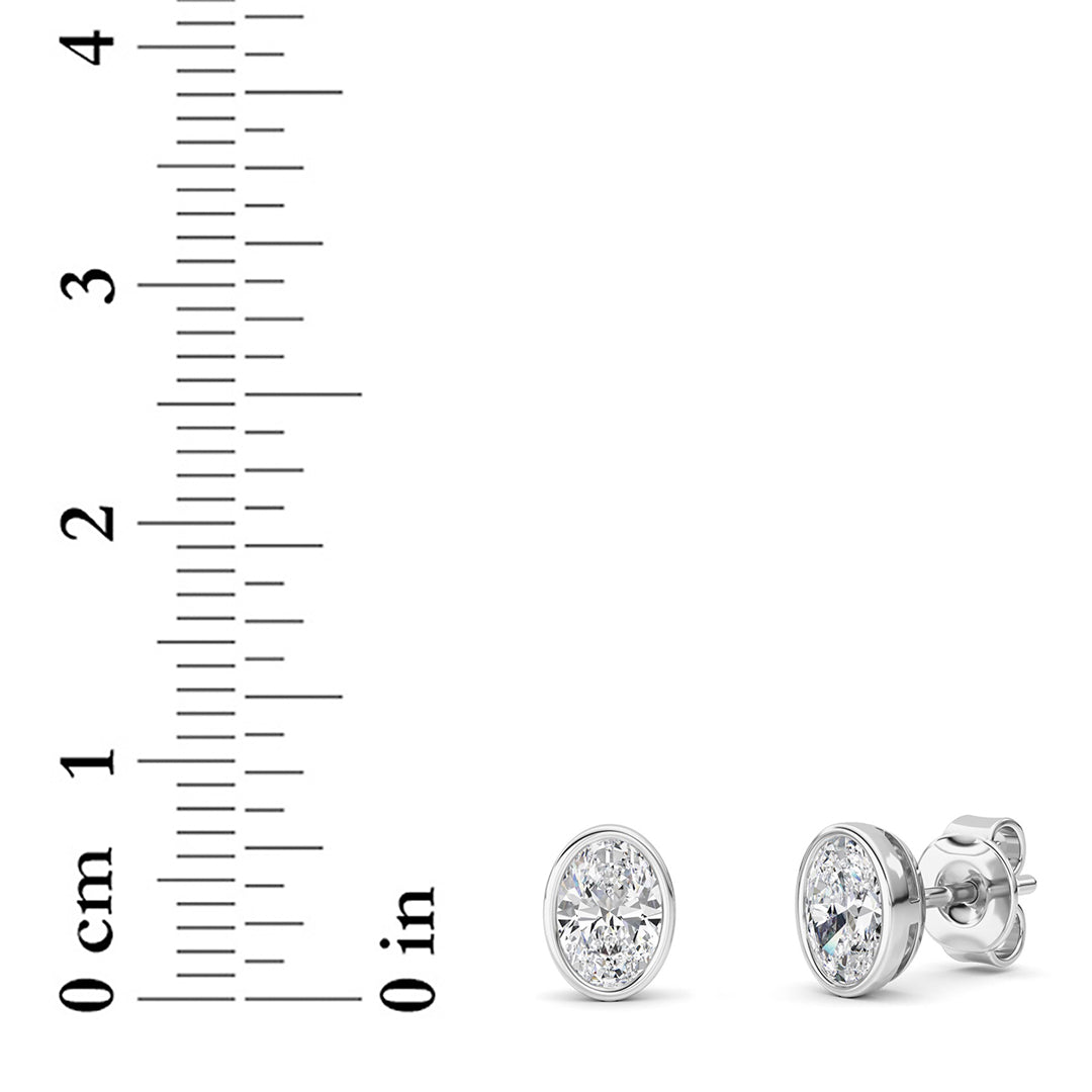 1CTW Oval Lab-Grown Diamond Bezel Set Stud Earrings 2 Stones