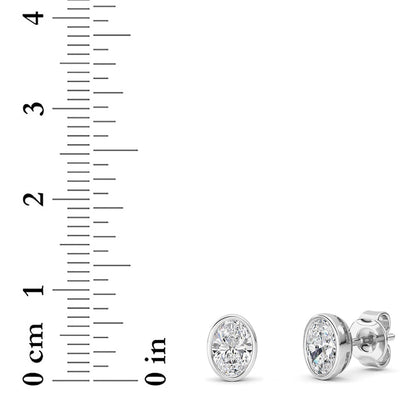 1CTW Oval Lab-Grown Diamond Bezel Set Stud Earrings 2 Stones