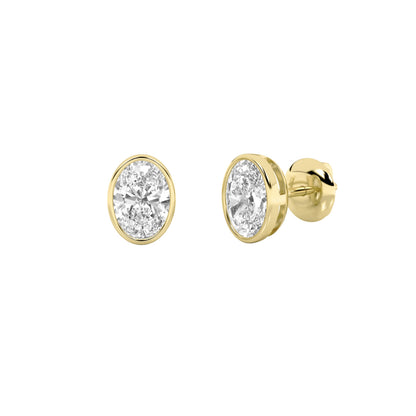 1CTW Oval Lab-Grown Diamond Bezel Set Stud Earrings 2 Stones