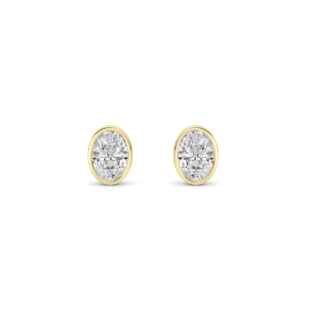 1CTW Oval Lab-Grown Diamond Bezel Set Stud Earrings 2 Stones