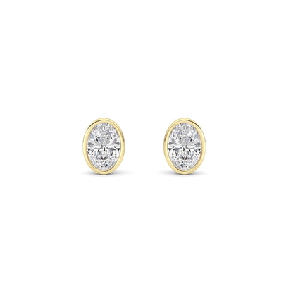 1CTW Oval Lab-Grown Diamond Bezel Set Stud Earrings 2 Stones