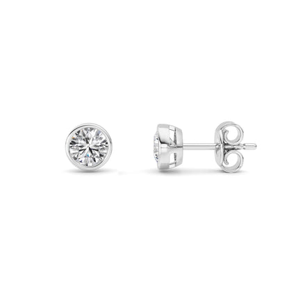 1CTW Round Lab-Grown Diamond Bezel Set Earrings 2 Stones