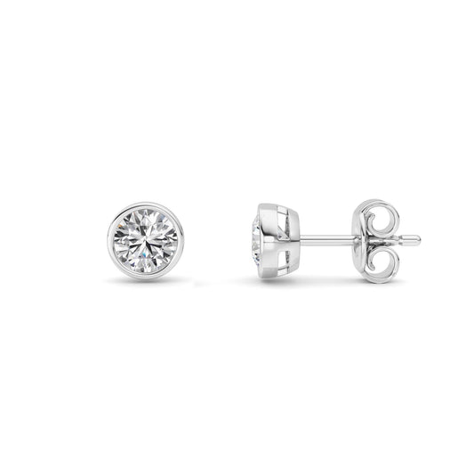 1CTW Round Lab-Grown Diamond Bezel Set Earrings 2 Stones