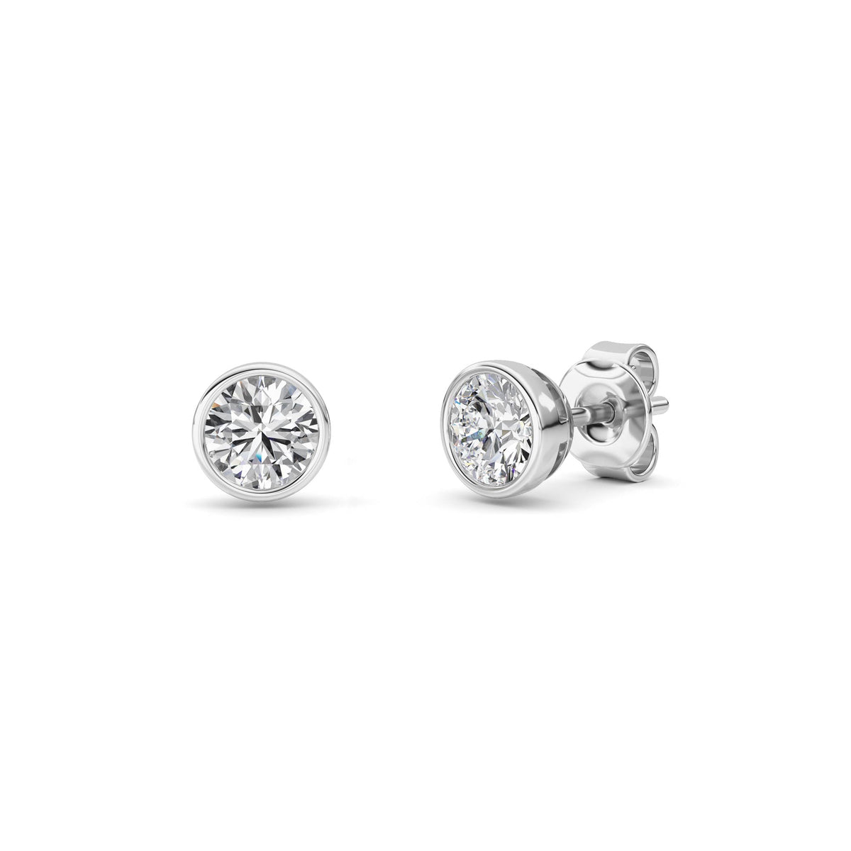 1CTW Round Lab-Grown Diamond Bezel Set Earrings 2 Stones