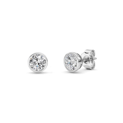 1CTW Round Lab-Grown Diamond Bezel Set Earrings 2 Stones