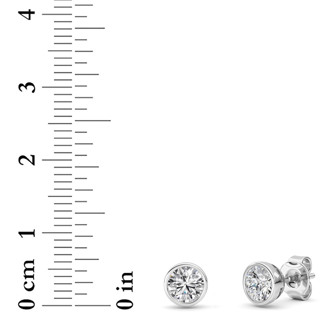 1CTW Round Lab-Grown Diamond Bezel Set Earrings 2 Stones