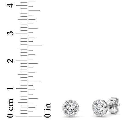 1CTW Round Lab-Grown Diamond Bezel Set Earrings 2 Stones