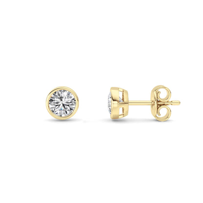 1CTW Round Lab-Grown Diamond Bezel Set Earrings 2 Stones