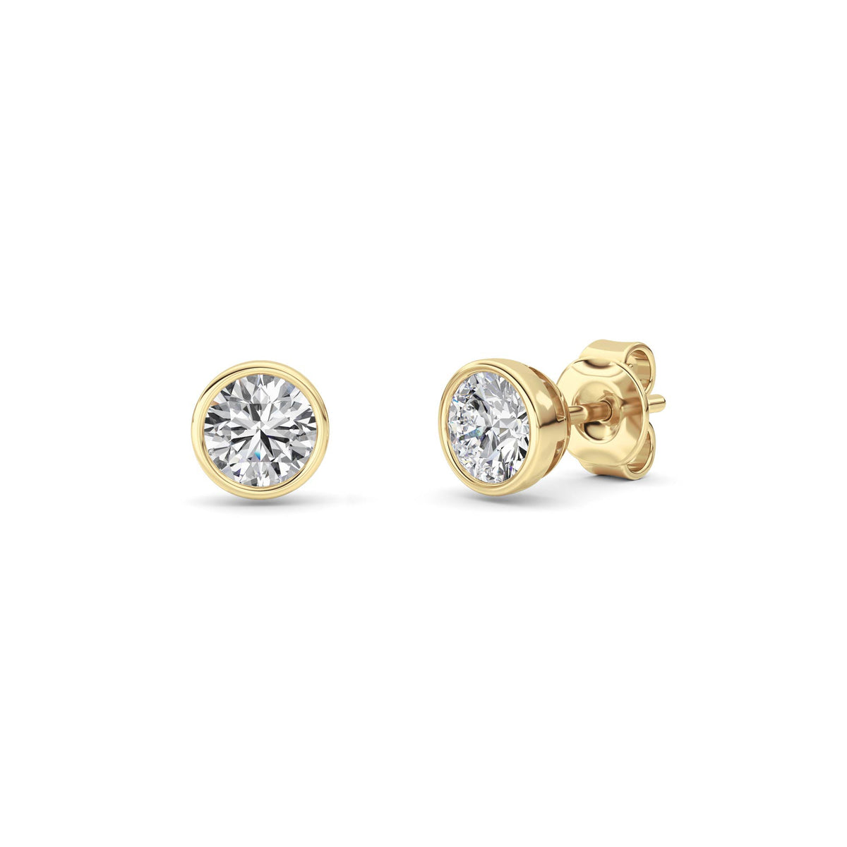 1CTW Round Lab-Grown Diamond Bezel Set Earrings 2 Stones