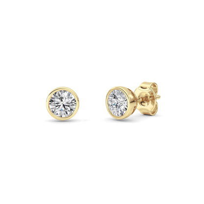 1CTW Round Lab-Grown Diamond Bezel Set Earrings 2 Stones