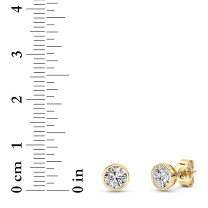 1CTW Round Lab-Grown Diamond Bezel Set Earrings 2 Stones