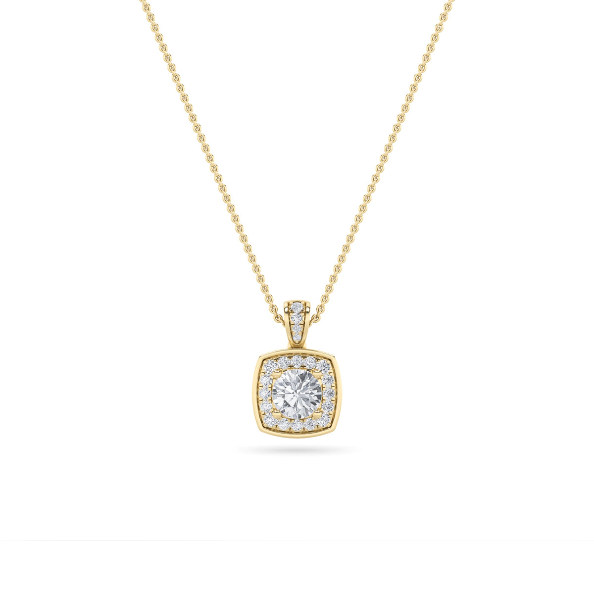 0.75CTW Round Lab-Grown Diamond Prong Halo Pendant 26 Stones