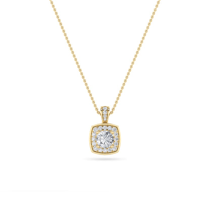 0.75CTW Round Lab-Grown Diamond Prong Halo Pendant 26 Stones