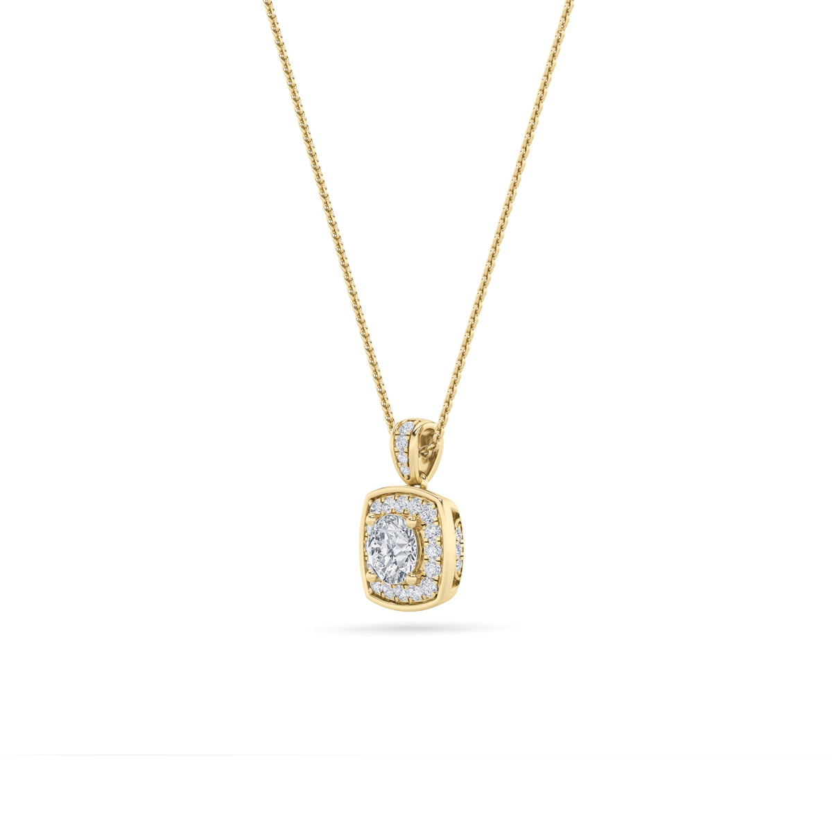 0.75CTW Round Lab-Grown Diamond Prong Halo Pendant 26 Stones